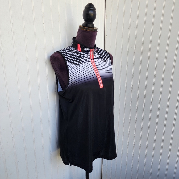 Jamie Sadock Sleeveless Zip Golf Top Pink Black Print Stretch Performance L - Picture 3 of 12